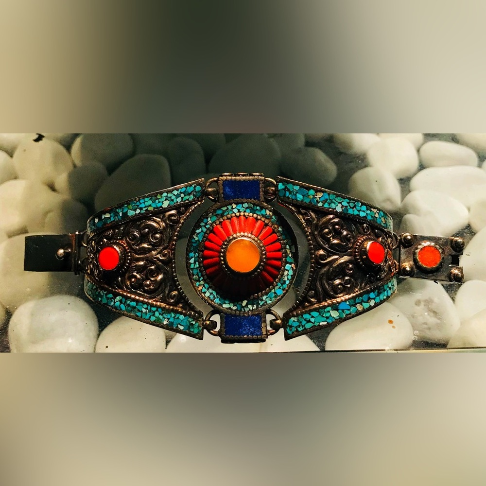 Huge bracelet with 7 different precious gemstones all AAA Quality. - Picture 1 of 3